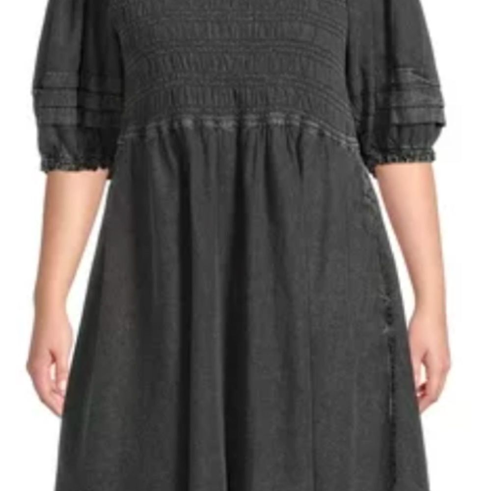 Black Smocked Midi Dress - Picture 8 of 8